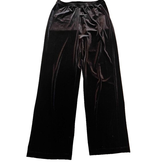 Vtg Notations Pants PM Black Velvet Pull-On Dressy Holiday Retro Glam Elegant - Picture 2 of 4